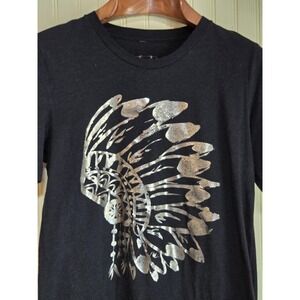 Texas True Threads Shirt‎ Womens Small Black Silver Headdress Western Graphic